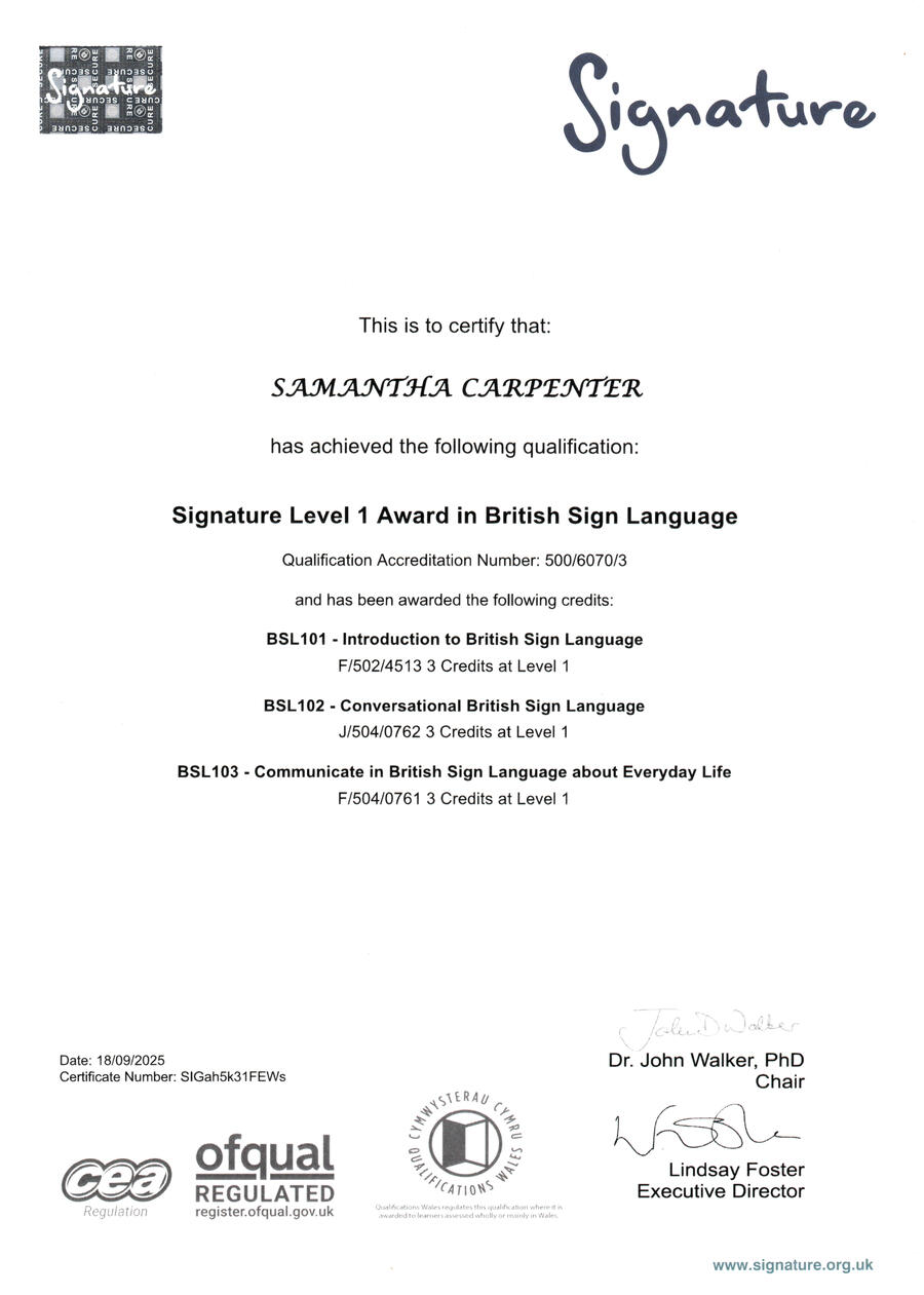 BSL Level 1 Certificate